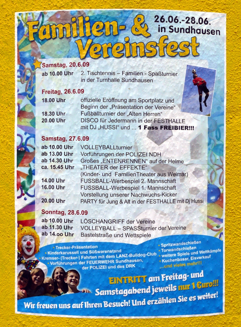 Plakat Familien- und Vereinsfest 2009 